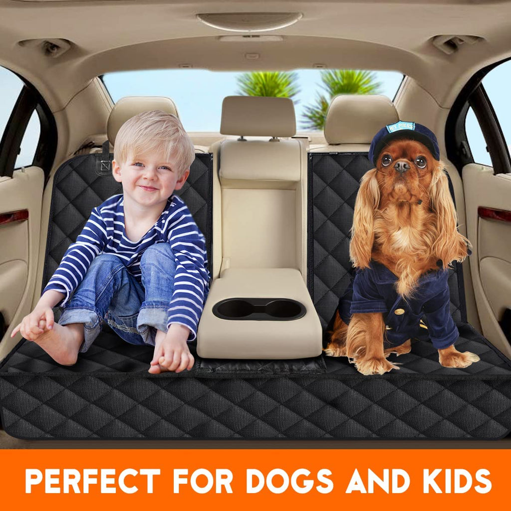 Premium Waterproof Dog Car Seat Cover - Non-Slip Back Seat Protector for Most Cars, Trucks, and SUVs - Black