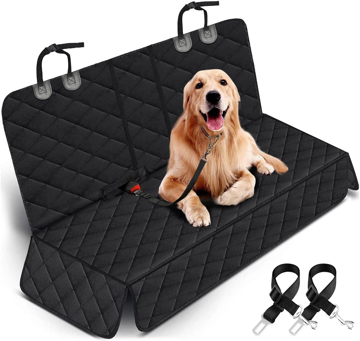 Premium Waterproof Dog Car Seat Cover - Non-Slip Back Seat Protector for Most Cars, Trucks, and SUVs - Black