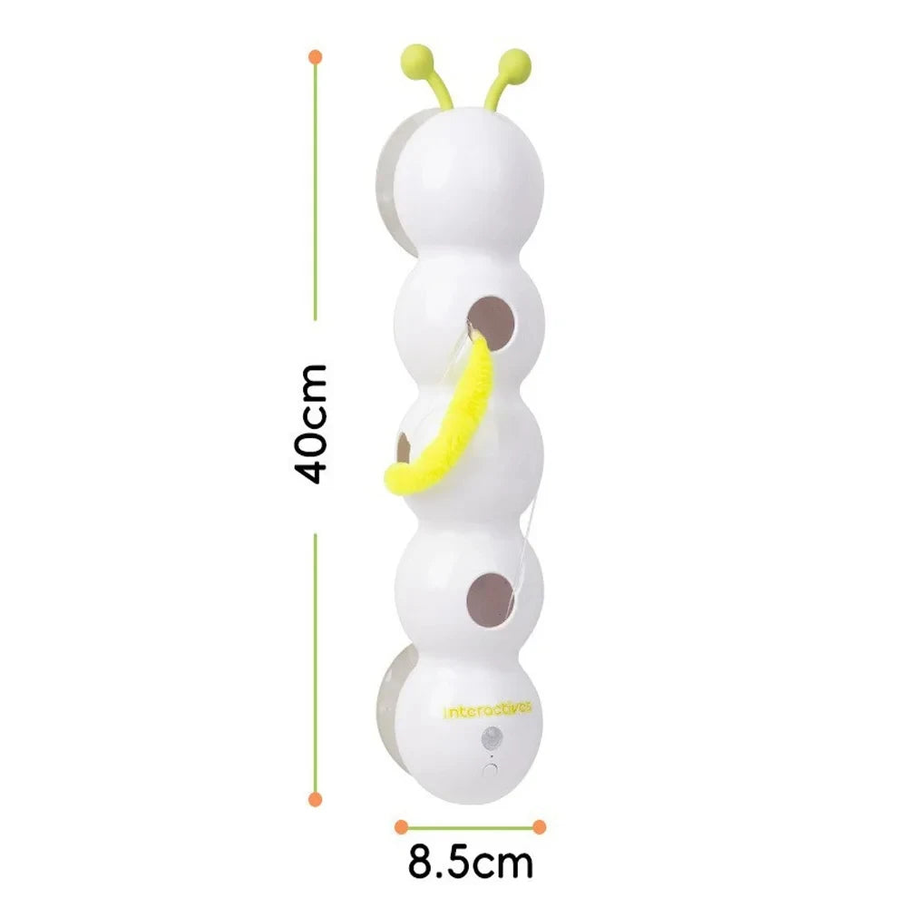 Caterpillar Interactive Cat Toy Motion Activated Wack a Worm Post Toy Rechargeable Automatic Teasing Cat Toy with Tail for Cats