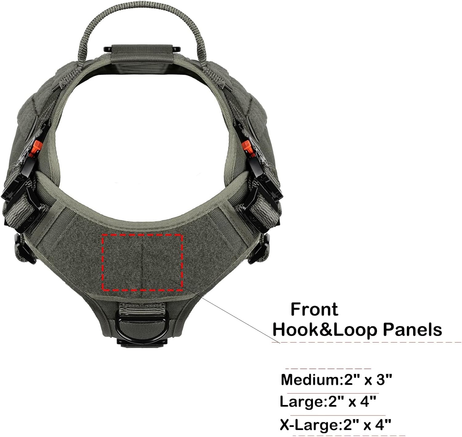 ICEFANG Tactical Dog Harness with 4X Metal Buckles, MOLLE K9 Vest with Handle, No-Pull Front Clip, Adjustable Harness for Extra Large Dogs (Chest 32"-39", Orange)