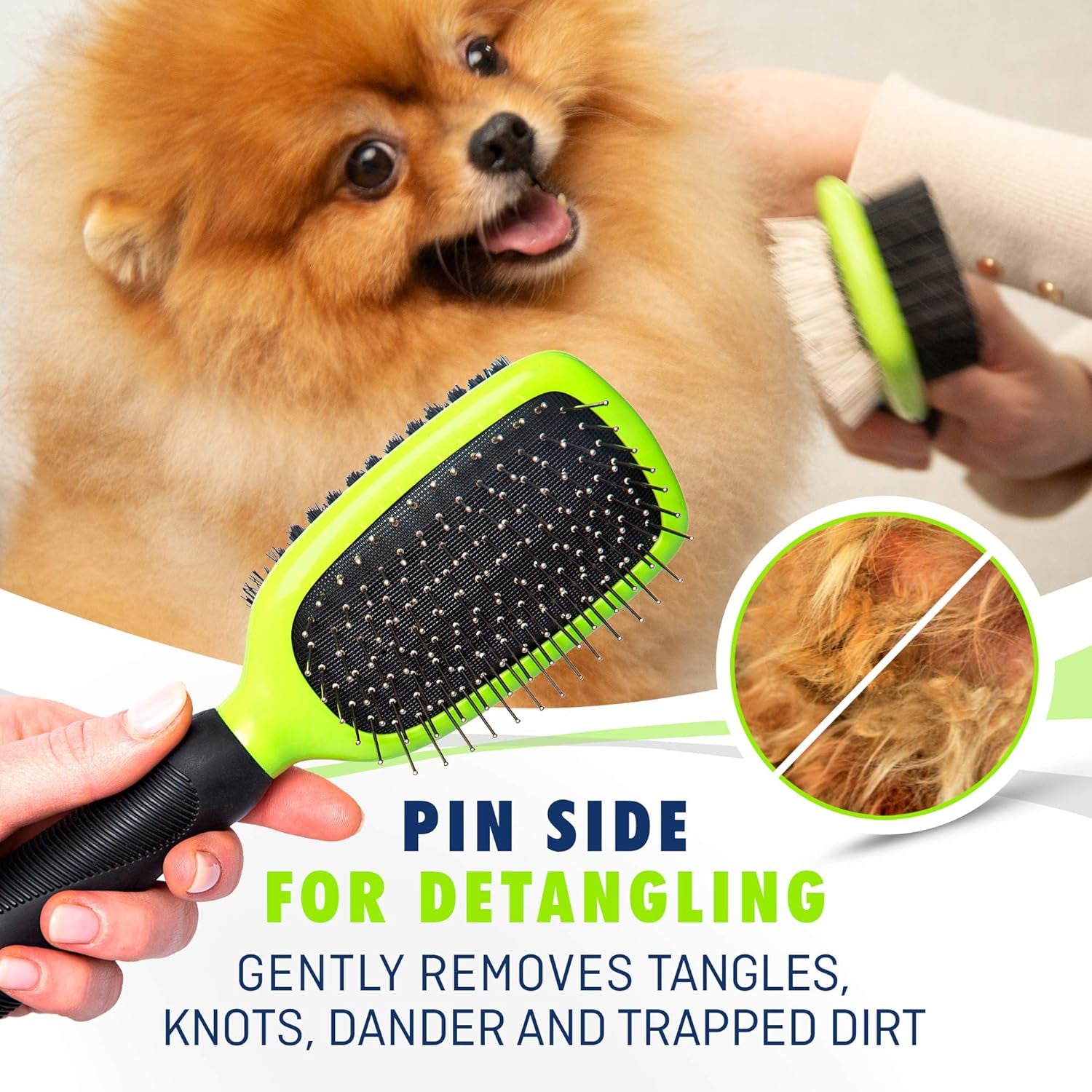 REXIPETS Professional Pet Grooming Set for Dogs and Cats - Double-Sided Brush and Comb - Ultimate Deshedding Tool - Effective Lice and Flea Removal - Ergonomic Grip with Soft Bristles